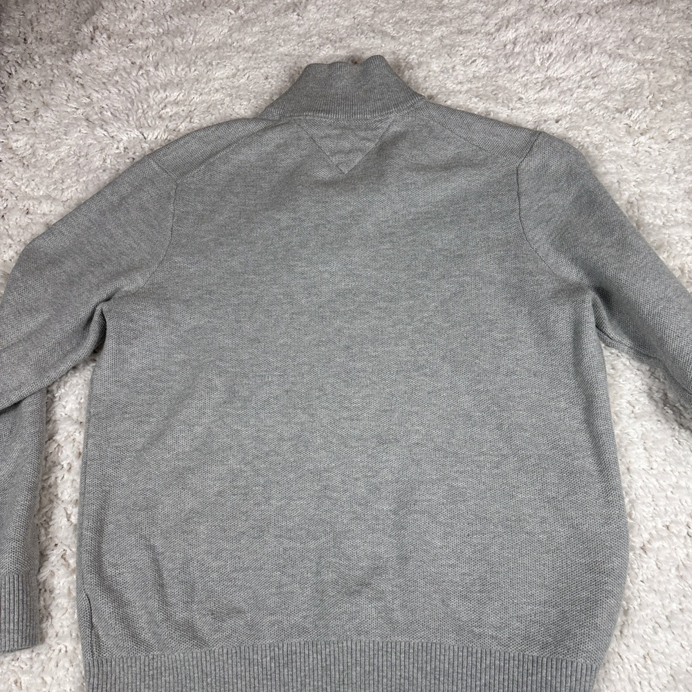 Tommy Hilfiger Men’s Gray Quarter Zip Sweater Large Cotton 1/4 Zip Pullover - Picture 4 of 8